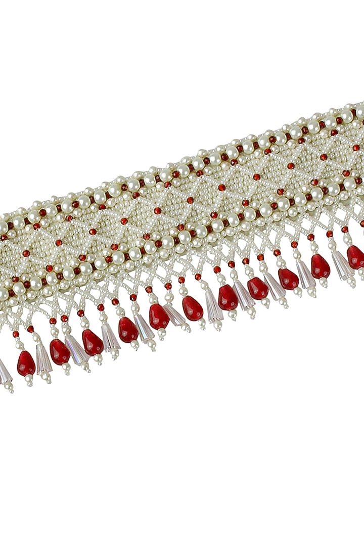 Ivory & Red Embroidered Belt by Lovetobag at Pernia's Pop Up Shop