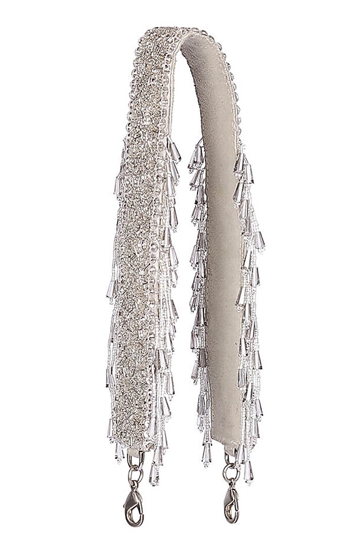 Silver Satin Embroidered Pouch by Lovetobag at Pernia's Pop Up Shop