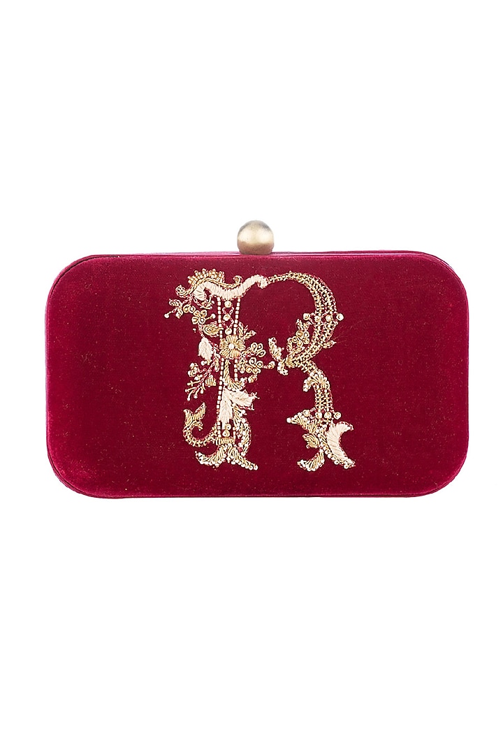 Ruby Red Hand Embroidered Monogram Bag by Lovetobag at Pernia's Pop Up Shop