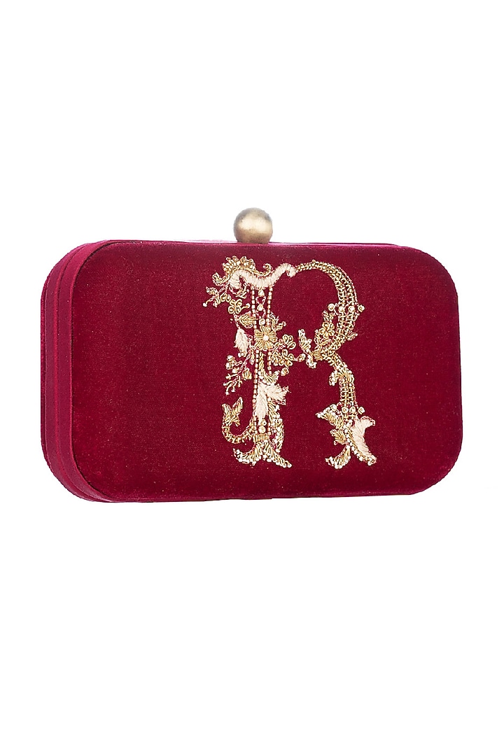 Ruby Red Hand Embroidered Monogram Bag by Lovetobag at Pernia's Pop Up Shop