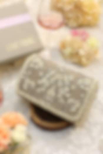 Jasper Grey Embroidered Clutch Bag by Lovetobag at Pernia's Pop Up Shop
