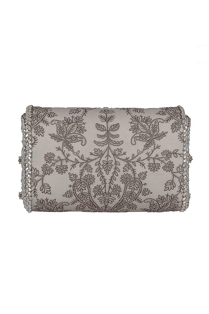 Jasper Grey Embroidered Clutch Bag by Lovetobag at Pernia's Pop Up Shop