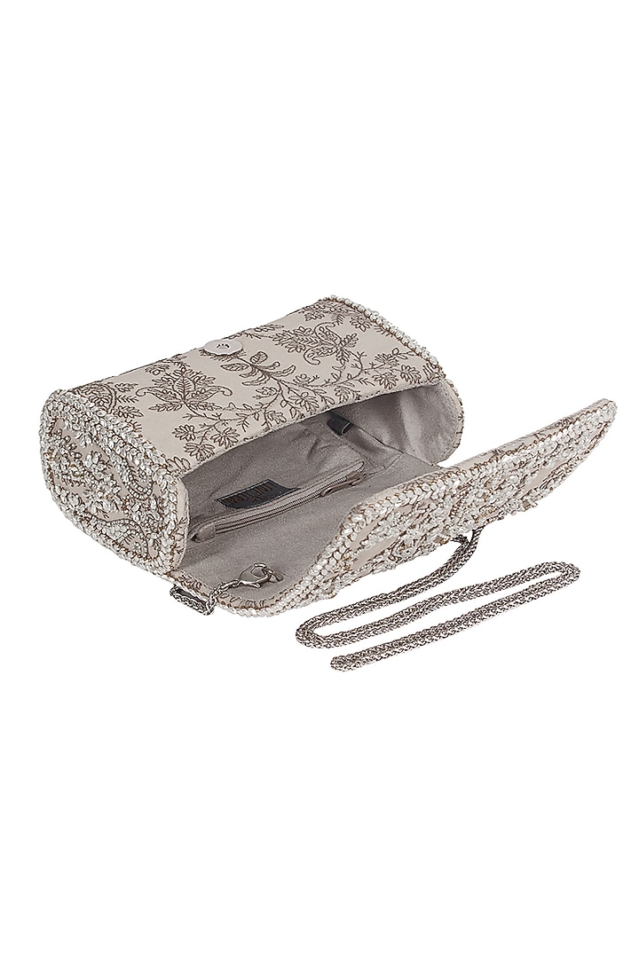 Jasper Grey Embroidered Clutch Bag by Lovetobag at Pernia's Pop Up Shop