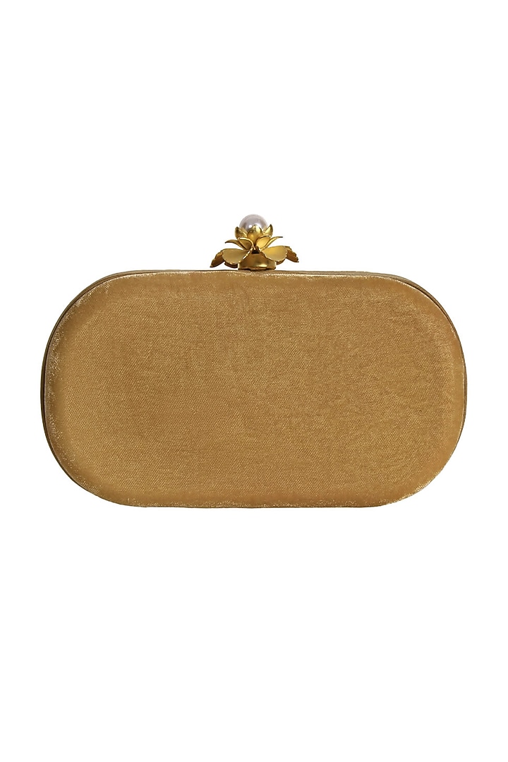 Champagne Beige Embroidered Monogram Clutch Bag by Lovetobag at Pernia's Pop Up Shop
