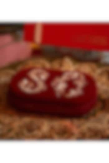 Ruby Red Embroidered Monogram Clutch Bag by Lovetobag at Pernia's Pop Up Shop