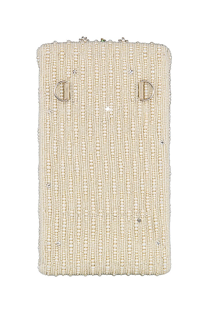 Pristine Ivory Embellished Phone Pouch by Lovetobag at Pernia's Pop Up Shop