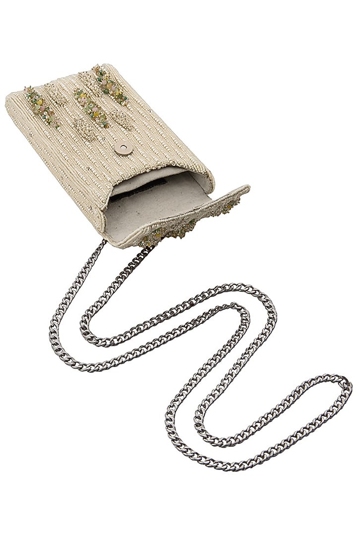 Pristine Ivory Embellished Phone Pouch by Lovetobag at Pernia's Pop Up Shop