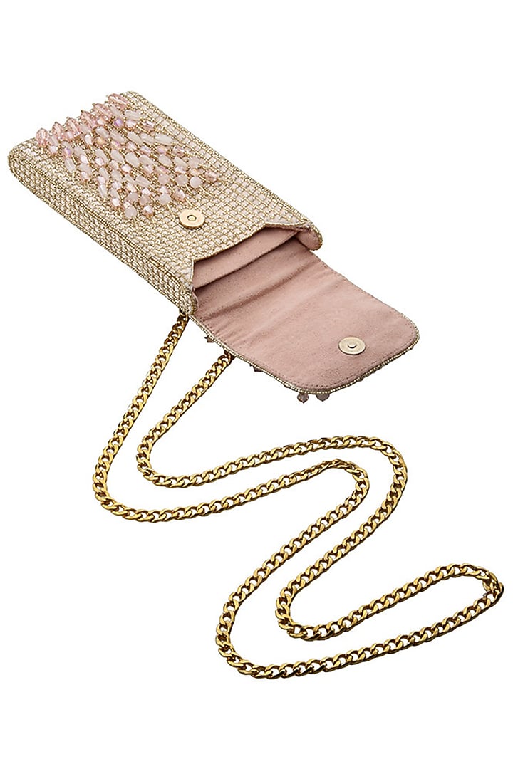 Rose Quartz Pink Embroidered Phone Pouch by Lovetobag at Pernia's Pop Up Shop