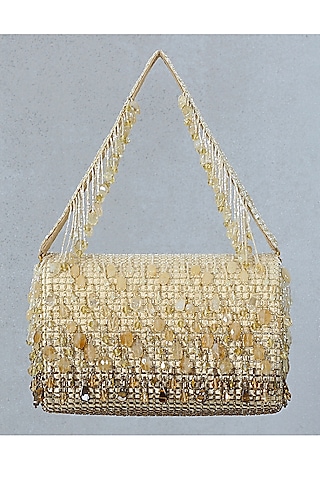 Peerless Gold Hand Embroidered Clutch Bag by Lovetobag