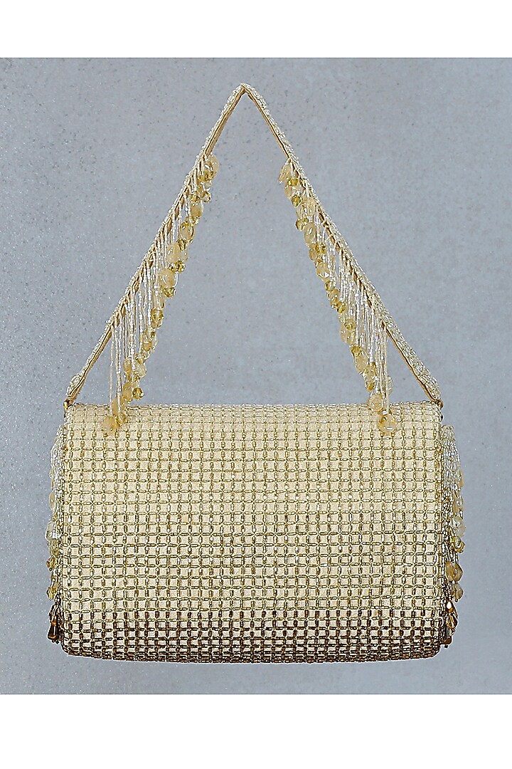 Peerless Gold Hand Embroidered Clutch Bag by Lovetobag at Pernia's Pop Up Shop