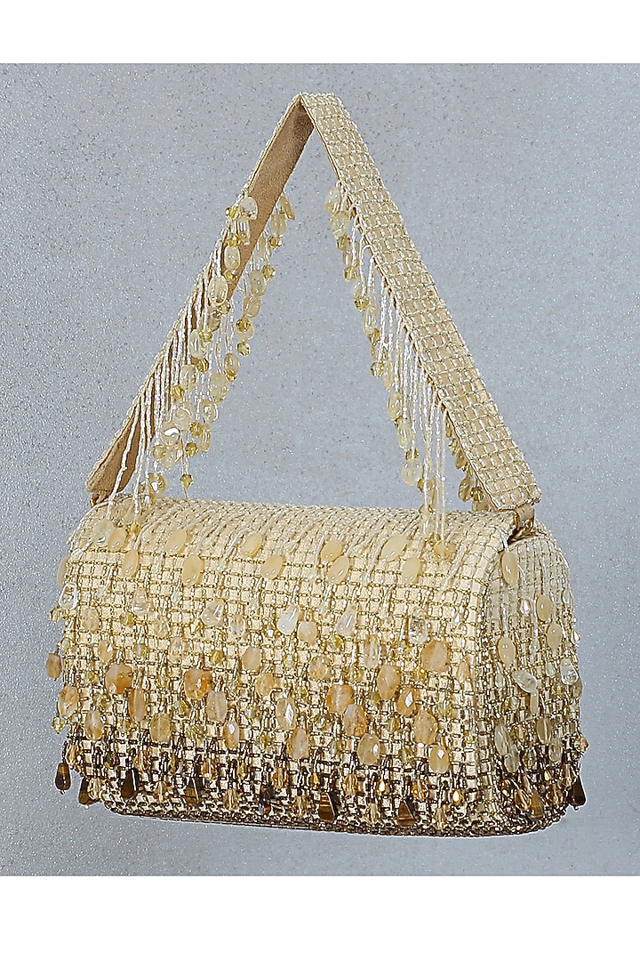 Peerless Gold Hand Embroidered Clutch Bag by Lovetobag at Pernia's Pop Up Shop