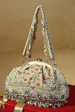 Lavender Embellished Clutch Bag by Lovetobag