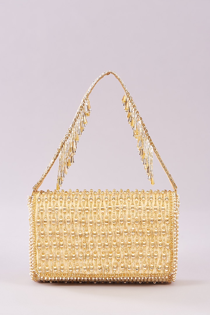 Peerless Gold Velvet Embellished Bag by Lovetobag