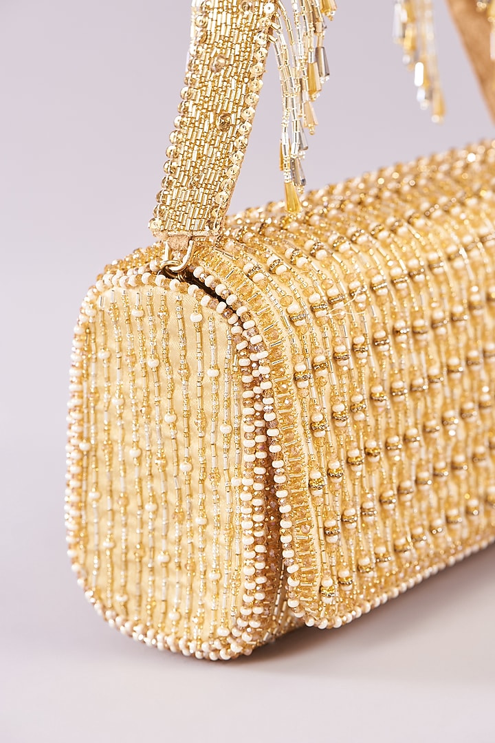 Peerless Gold Velvet Embellished Bag by Lovetobag at Pernia's Pop Up Shop