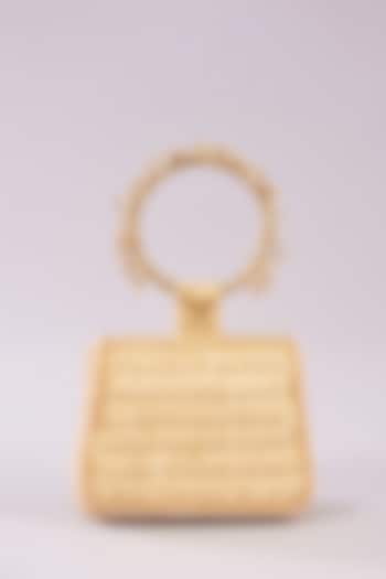 Peerless Gold Satin Embellished Mini Bag by Lovetobag