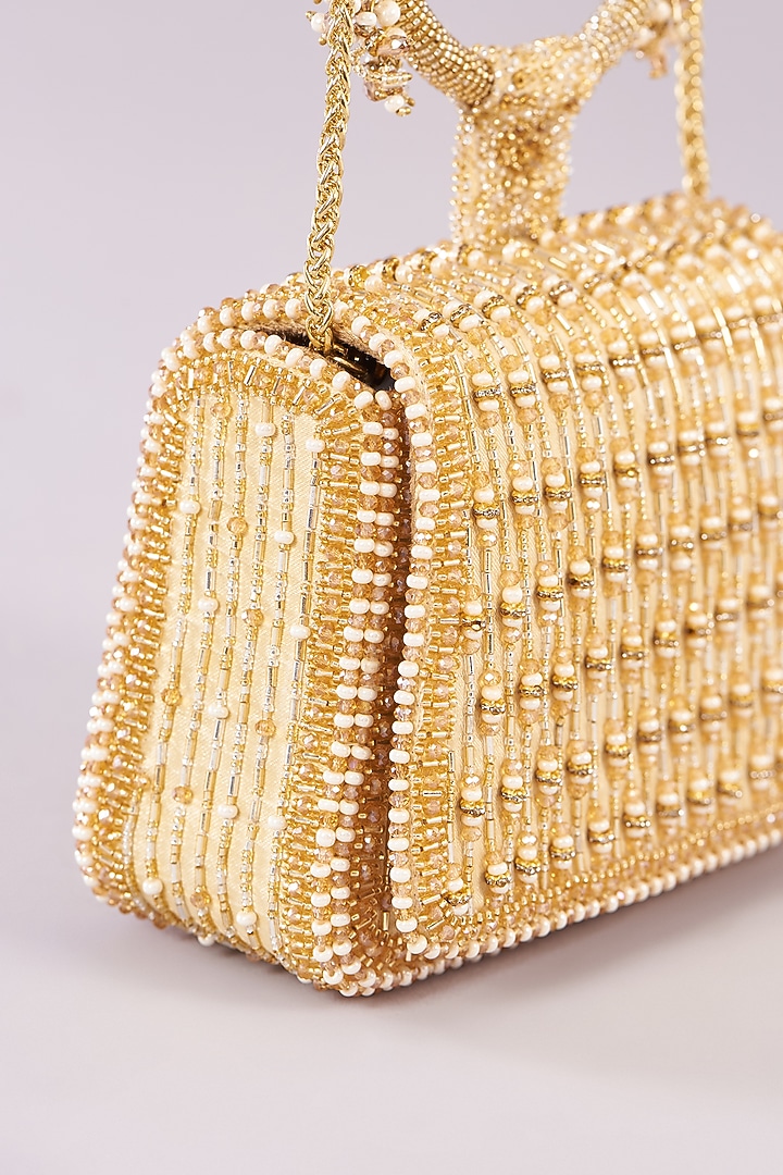 Peerless Gold Satin Embellished Mini Bag by Lovetobag at Pernia's Pop Up Shop