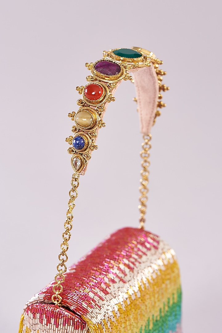 Multi-Colored Satin Hand Embroidered Mini Bag by Lovetobag at Pernia's Pop Up Shop
