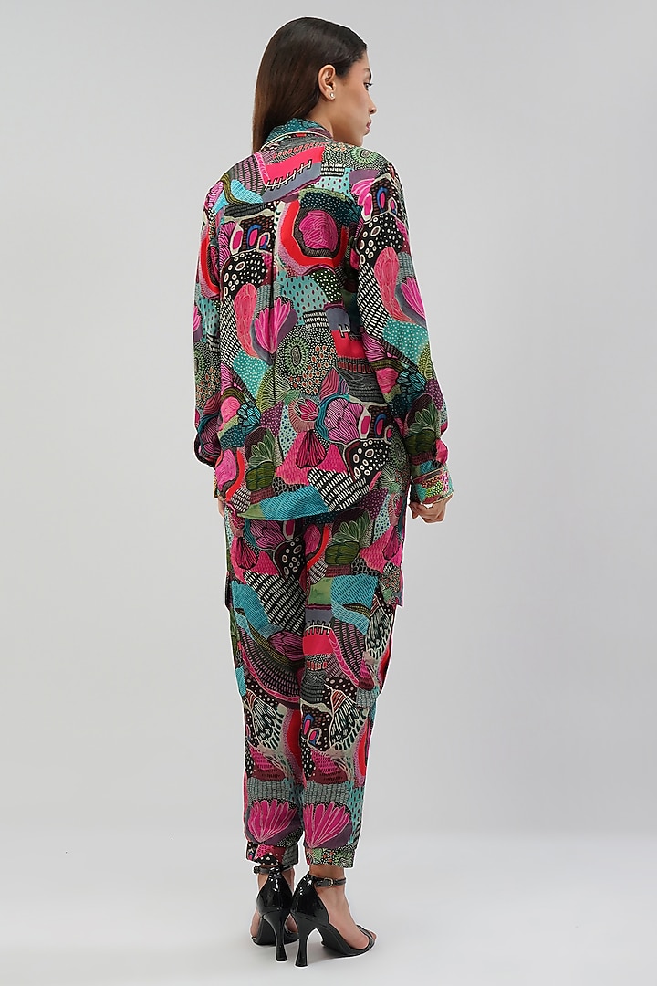 Multi-Colored Viscose Crepe Printed & Embellished Shirt by Lovetobag Apparel at Pernia's Pop Up Shop