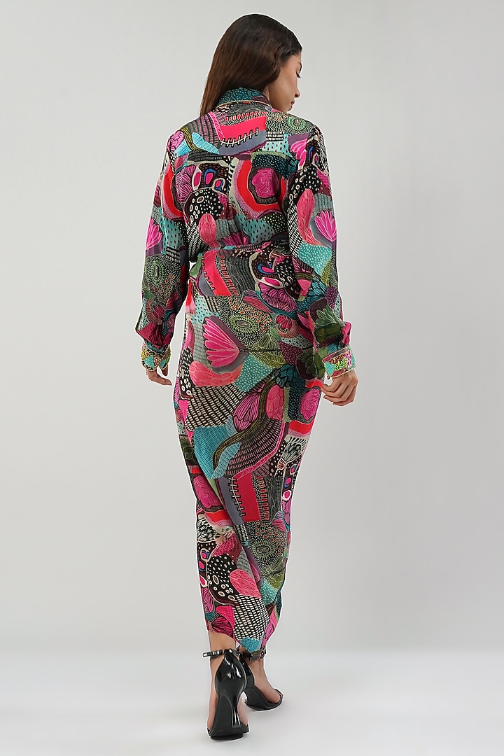 Multi-Colored Viscose Crepe Printed Wrap Skirt by Lovetobag Apparel at Pernia's Pop Up Shop