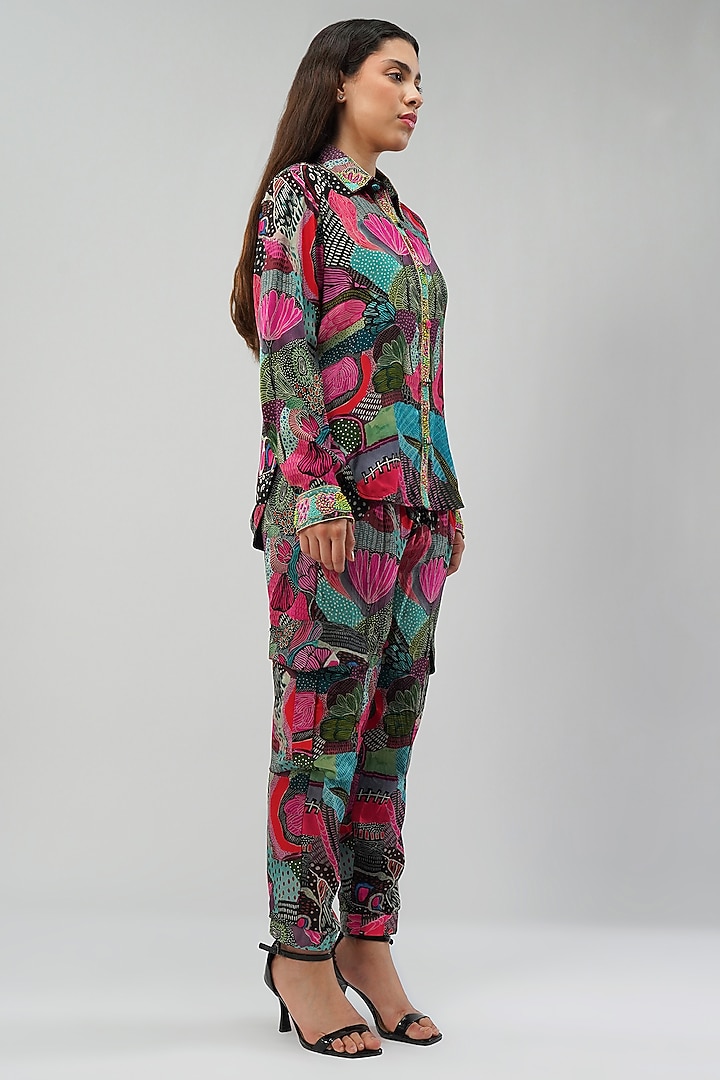 Multi-Colored Viscose Crepe Printed Jogger Pants by Lovetobag Apparel at Pernia's Pop Up Shop