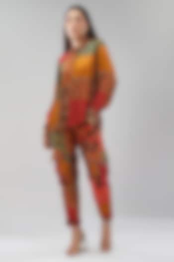 Multi-Colored Crepe Printed Jogger Pants by Lovetobag Apparel at Pernia's Pop Up Shop