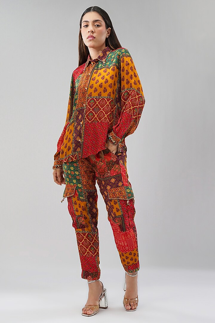 Multi-Colored Crepe Printed Jogger Pants by Lovetobag Apparel at Pernia's Pop Up Shop