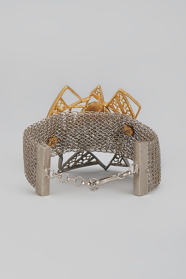 Two Tone Finish Green Synthetic Stone Bracelet by Trupti Mohta at Pernia's Pop Up Shop