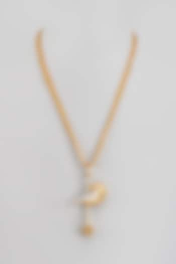 Gold Finish Enameled Bird Pendant Necklace by Trupti Mohta