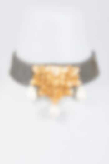 Gold Finish Enameled Choker Necklace by Trupti Mohta