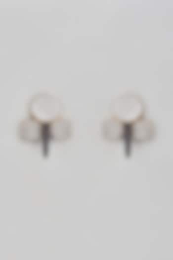 Rose Gold Finish Mudra & Black Agate Stone Dangler Earrings by Trupti Mohta
