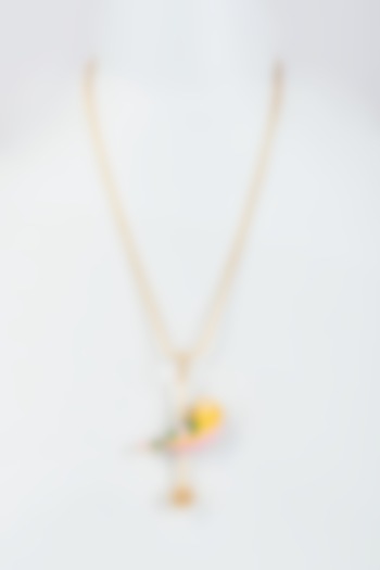 Two Tone Finish Enameled Bird Pendant Necklace by Trupti Mohta