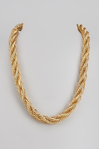 Gold Finish Spiral Chain Necklace by Trupti Mohta