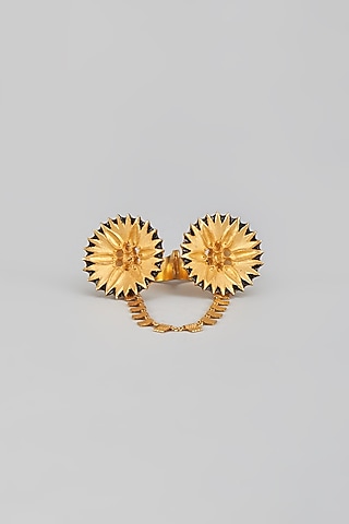 Two Tone Finish Floral Duo Ring by Trupti Mohta