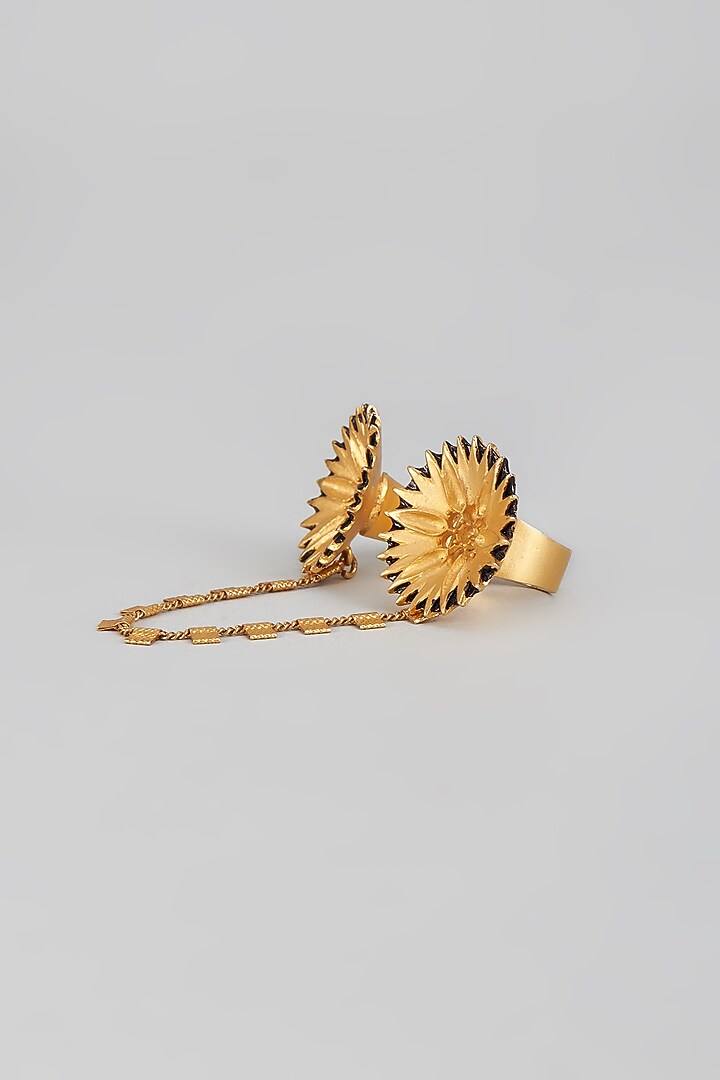 Two Tone Finish Floral Duo Ring by Trupti Mohta at Pernia's Pop Up Shop