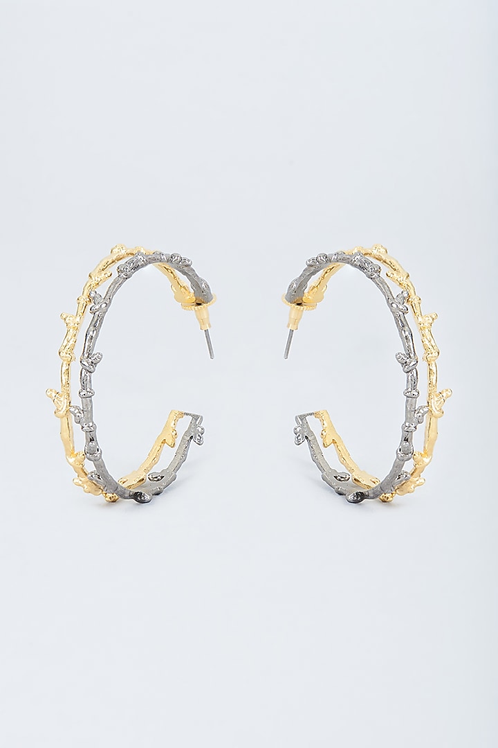 Two Tone Finish Enameled Hoop Earrings by Trupti Mohta