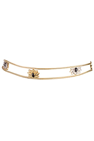 Gold & Silver Finish Lotus Waist Belt by Trupti Mohta