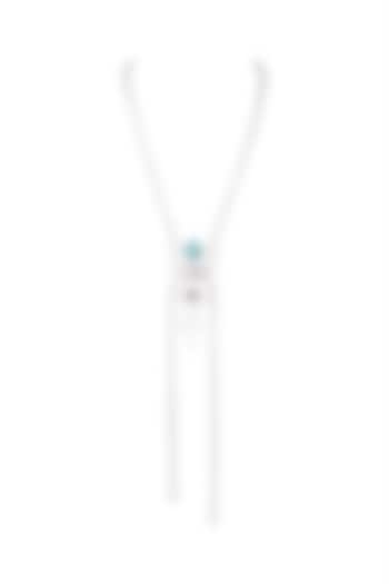 Silver Finish Opal Stone Long Necklace by Trupti Mohta