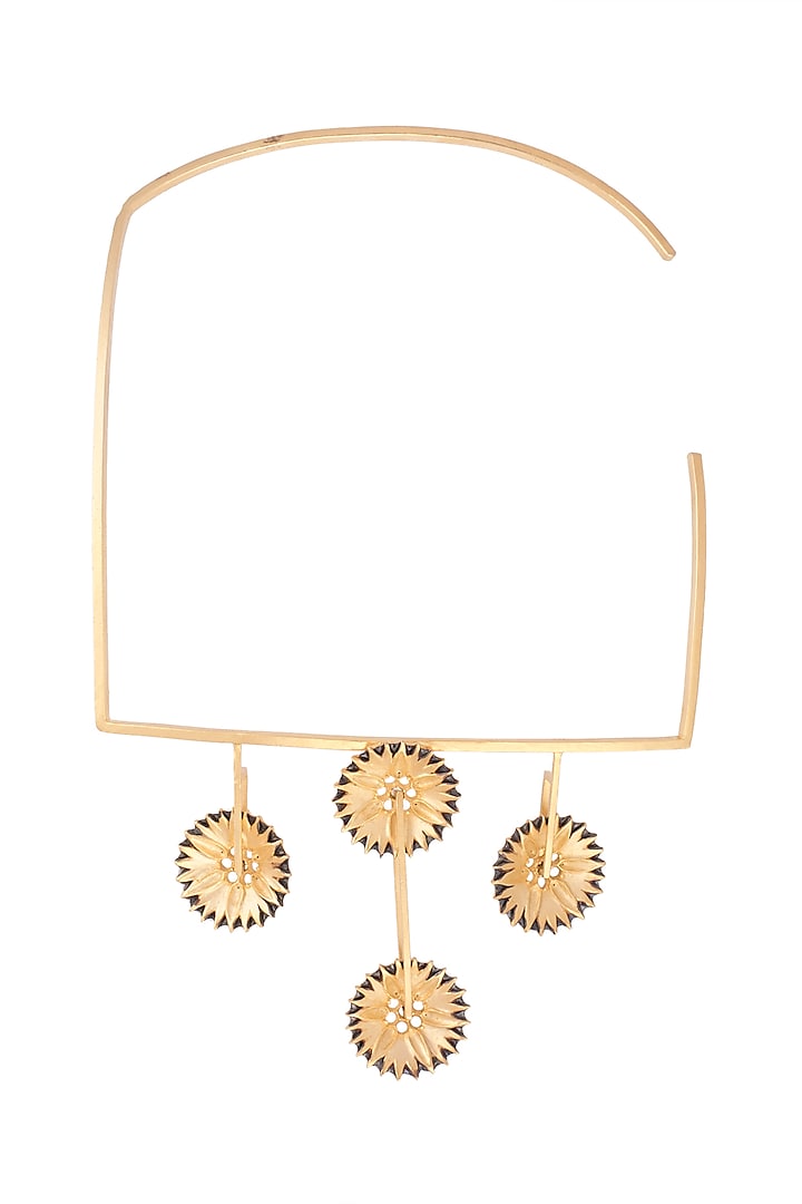 Gold Finish Enamel Square Necklace by Trupti Mohta