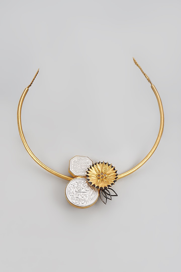 Gold Finish Enameled Necklace by Trupti Mohta
