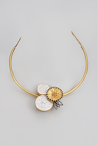 Gold Finish Enameled Necklace by Trupti Mohta
