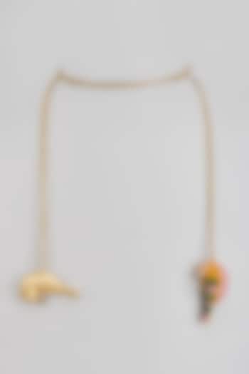 Gold Finish Enameled Duo Lovebird Necklace by Trupti Mohta