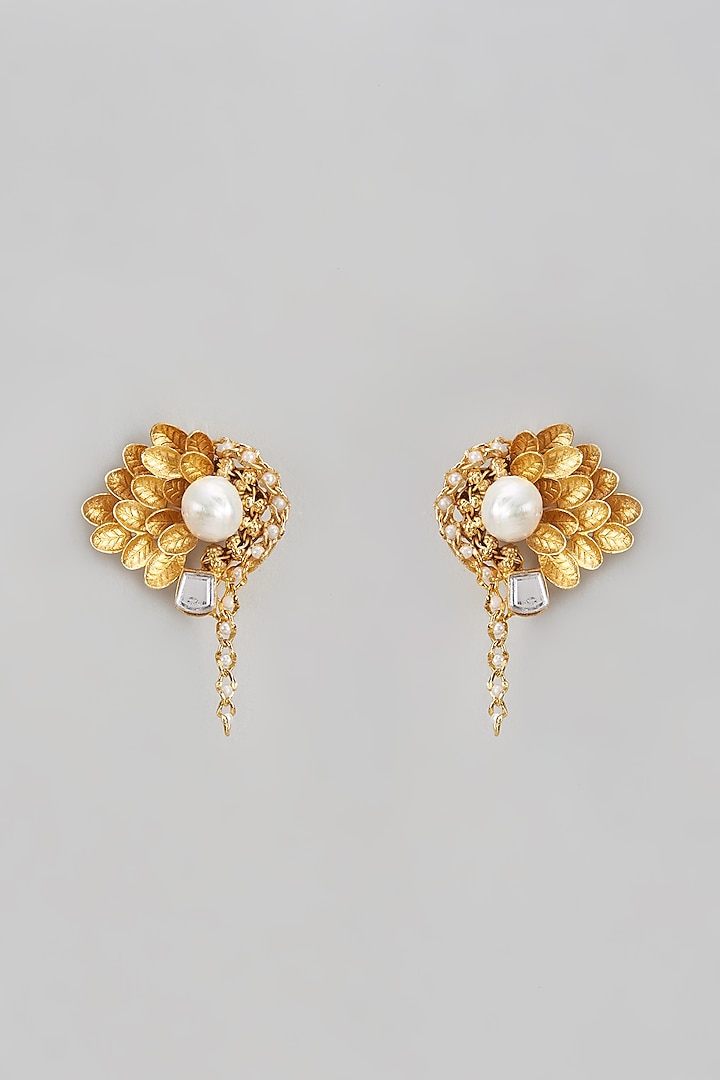 Two Tone Finish Enameled Stud Earrings by Trupti Mohta at Pernia's Pop Up Shop