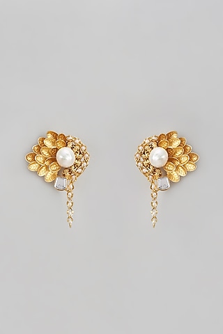 Two Tone Finish Enameled Stud Earrings by Trupti Mohta