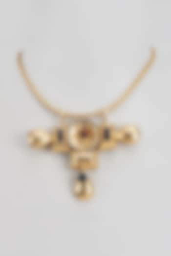 Gold Finish Enameled Necklace by Trupti Mohta