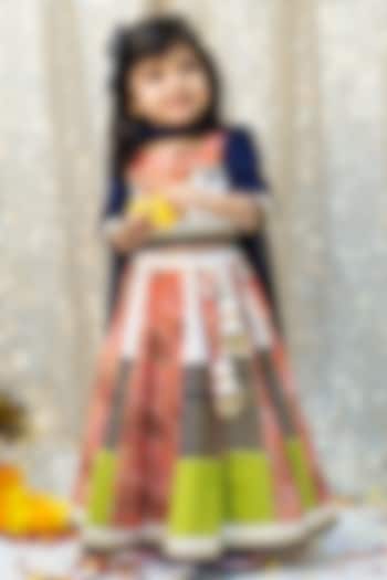 Multi-Colored Cotton & Muslin Printed Lehenga Set For Girls by Littleduds Baby Boutique at Pernia's Pop Up Shop