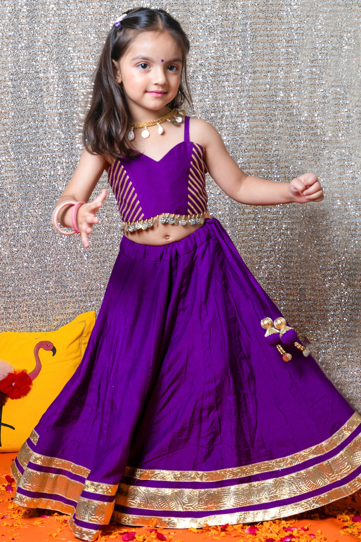 Lehenga Chunni Baccho Ki Lehenga Choli Dark Purple Muslin Lehenga