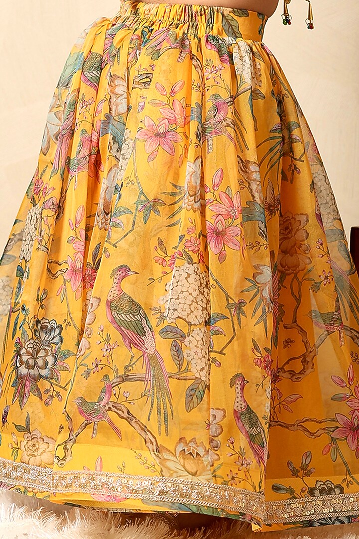 Yellow Organza Lace Embroidered Floral Skirt Set For Girls by Littleduds Baby Boutique at Pernia's Pop Up Shop