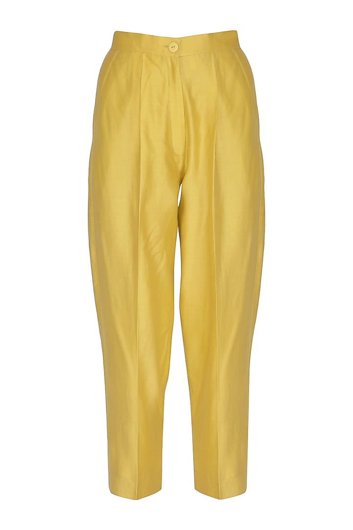 Yellow Embroidered Kurta With Cropped Pants by Little Things Studio at Pernia's Pop Up Shop
