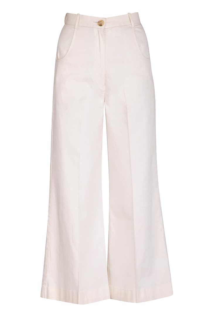 Off White Screen Printed Shirt With Boot-Cut Pants by Little Things Studio at Pernia's Pop Up Shop