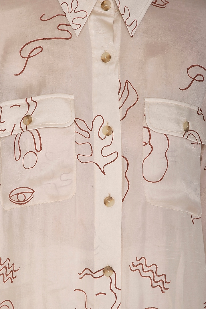 Off White Screen Printed Shirt With Boot-Cut Pants by Little Things Studio at Pernia's Pop Up Shop